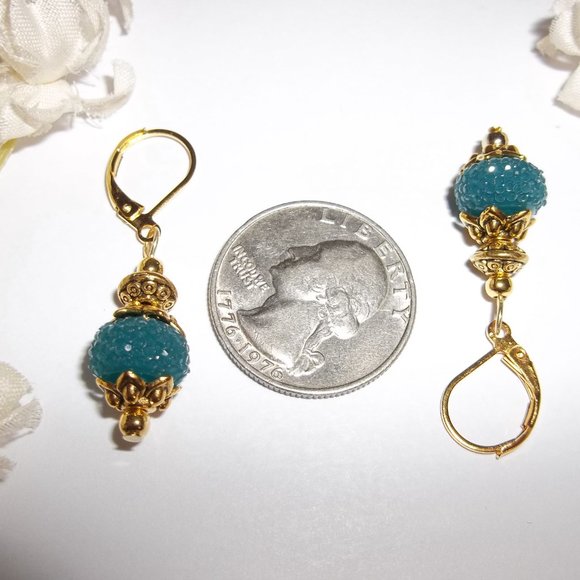 Blue & Gold Earrings Dangle Drop Jewelry NWT 6350 - Picture 3 of 6